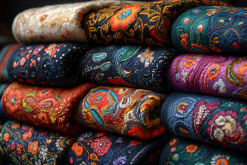 six different colors of silk and cotton,