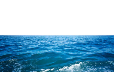 Fototapeta premium serene view of calm sea water with gentle waves under clear blue sky, creating peaceful atmosphere