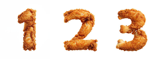 Alphabet shaped from crispy fried chicken. Generative AI	