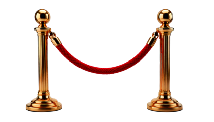 Elegant stanchion with red velvet rope on transparency background, perfect for events and queues, adding touch of luxury and organization