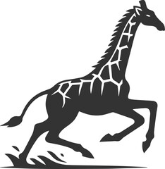 Giraffe running at full speed vector silhouette
