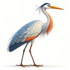 Fototapeta premium Great Blue Heron Bird Detailed Illustration Wildlife Art Feathered Creature Elegant Posture