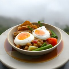 chicken with egg and vegetables