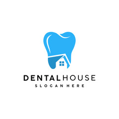 Dental house logo vector design template with dental and home symbol