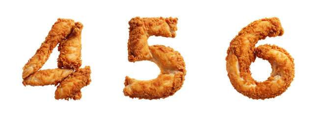 Alphabet shaped from crispy fried chicken. Generative AI	