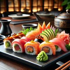 sushi and chopsticks