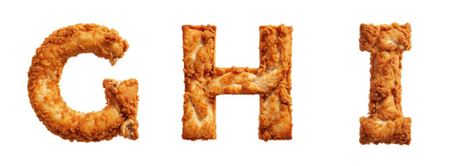 Alphabet shaped from crispy fried chicken. Generative AI	