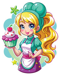 A realistic portrait of a cute kawaii girl with blonde pigtails, intricately tangled.  She has bright eyes and a gentle expression.