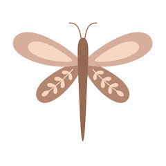 Boho butterfly clipart. Cute tropical character in cartoon flat style. Hand drawn vector illustration.	
