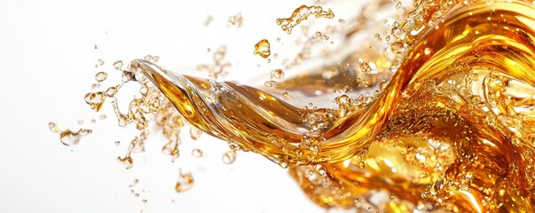 Golden Liquid Splash A Captivating Motion Study Explore the dynamic movement of this viscous fluid, captured in stunning detail Perfect for backgrounds, product visualizations, or adding a touch of
