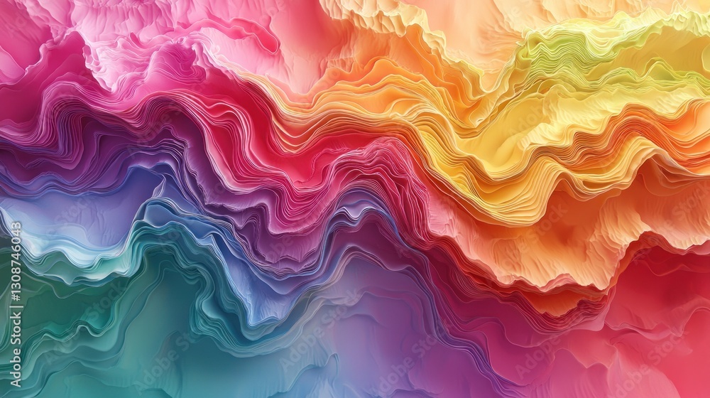 Poster an abstract artwork of layered and colorful flowing forms