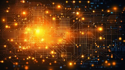 Fototapeta premium Abstract representation of a digital circuit board and its connections