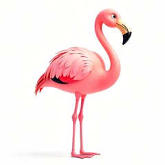 Obraz premium Adorable Pink Flamingo Cartoon Character Tropical Bird Illustration Cute Animal Design