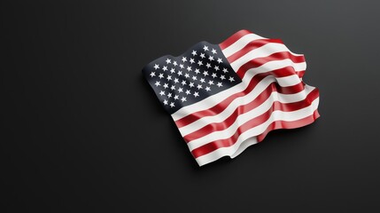 Obraz premium 3D rendering of an American flag against a dark background, symbolizing patriotism and national pride.