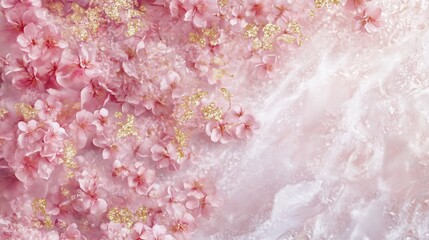 Fototapeta premium Pink Blossom Marbled Floral Background