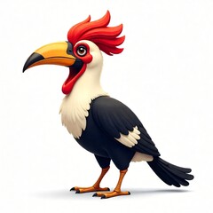 Fototapeta premium Cheerful Cartoon Hornbill Bird Tropical Wildlife Illustration 3D Rendered Avian Character
