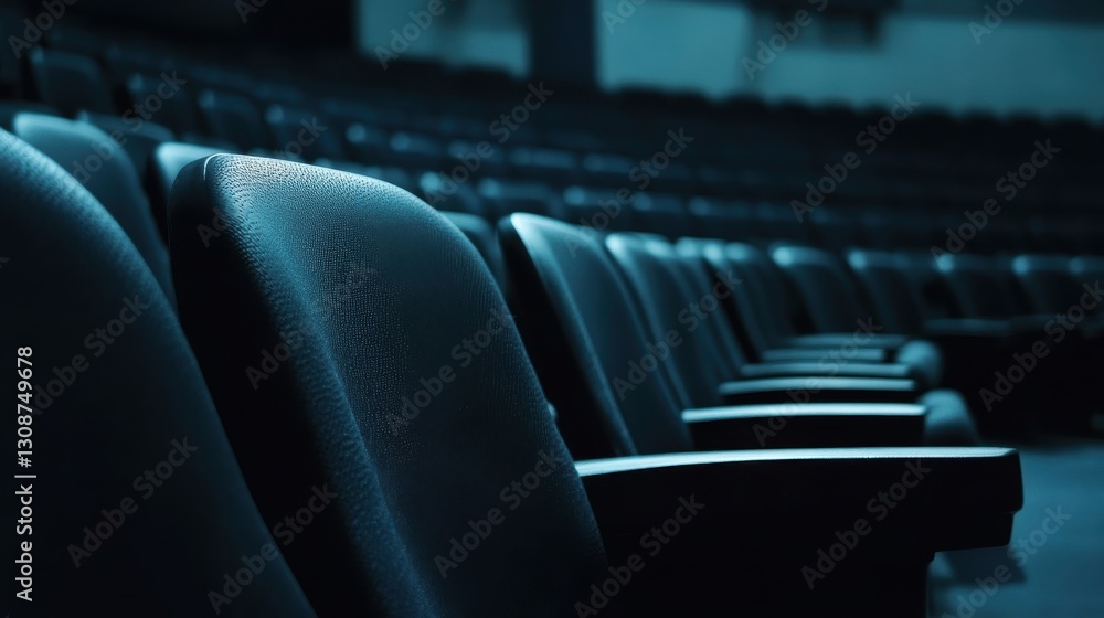 Poster close up view of rows of empty theater seating