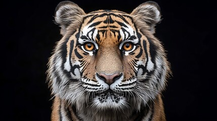 Fototapeta premium Majestic Tiger Portrait, Studio, Black Background, Wildlife