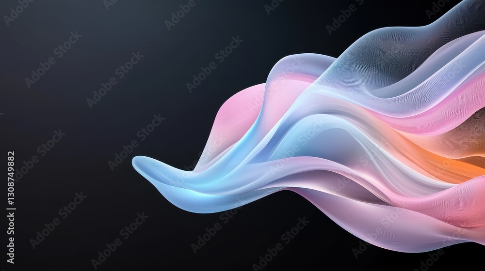 Aufkleber abstract colorful flowing ribbons on dark background, vibrant and dynamic light effect design in mot