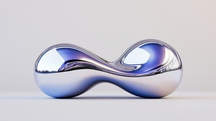 Abstract metallic sculpture with smooth curves reflecting light in modern artistic design and minimalist style