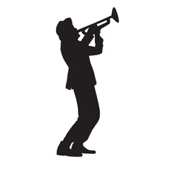 silhouette of a man playing a trumpet