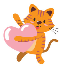 Cute Cat Holding a Heart illustration