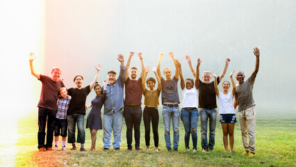 Obraz premium Happy diverse group of people remix