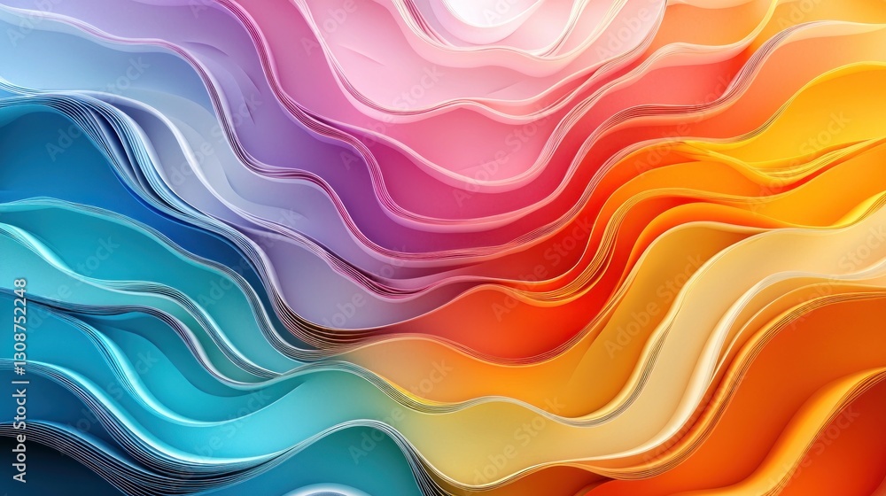 Poster abstract design showing vibrant and colorful flowing layers in waves