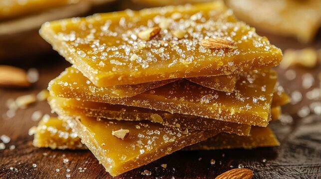 Indulge in the golden sweetness of Amba Vadi, a traditional Indian fudge crafted from ripe mangoes, ghee, and sugar This delectable treat offers a melt-in-your-mouth texture and an explosion of