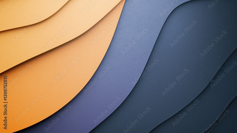 Poster abstract layered paper art in warm and cool tones, creating a modern and minimalistic visual effect.