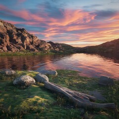 sunset over the lake