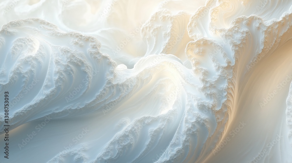 Aufkleber the image is a white and blue abstract painting of a wave. the wave is made up of many small, white 