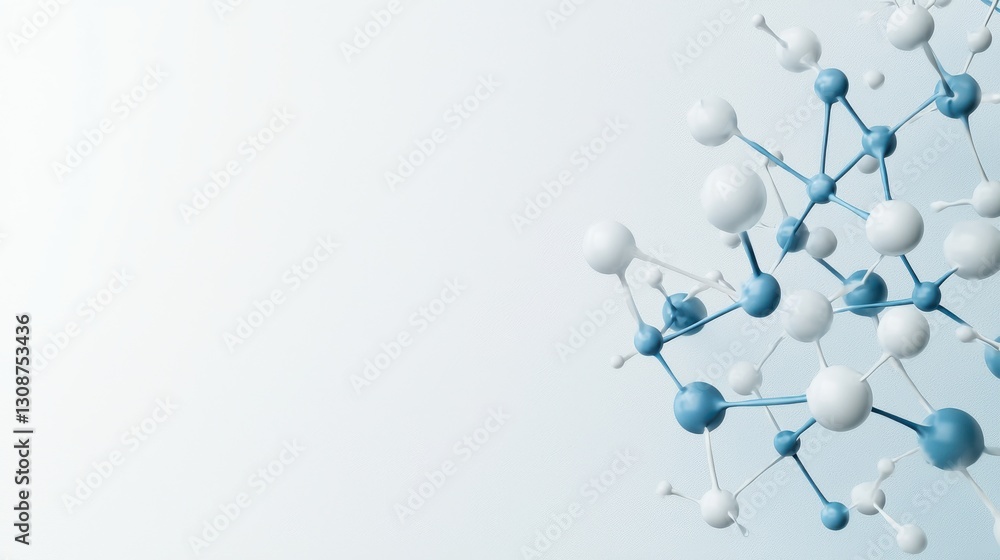 Poster abstract molecular structure on light background, representing connectivity and innovation in scienc