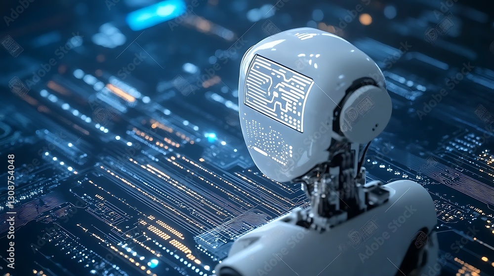 Aufkleber robot artificial intelligence display integrated circuit board technology future concept