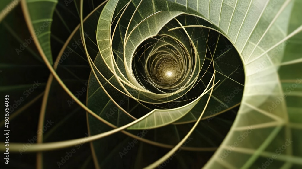 Aufkleber spiral of green leaves with a hole in the middle. the spiral is made up of many small leaves, and th