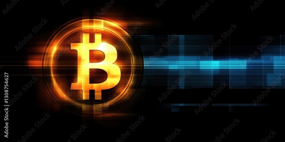 Aufkleber technical analysis chart featuring bitcoin logo with vibrant colors and dynamic background