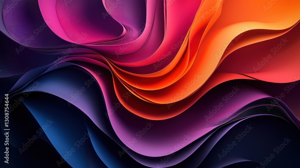 Poster vibrant colored swirling layers create an abstract flowing design element
