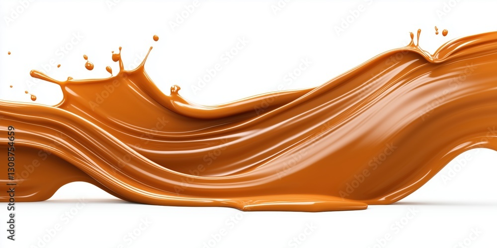 Poster caramel splash wave pattern creating a smooth texture isolated on white background for design purpos
