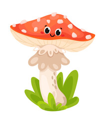Cute cartoon orange mushroom. Vector illustration on white background. For prints, fabric, publications, games.