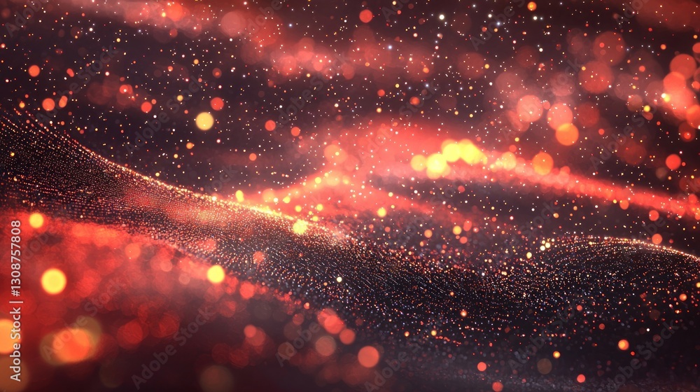 Poster abstract image of shimmering glowing particles and bokeh effect