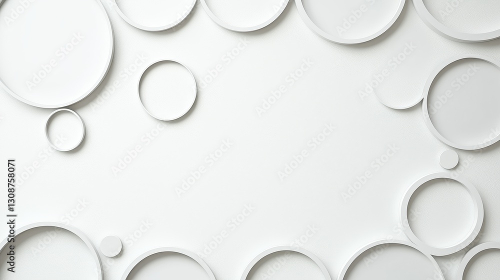 Poster abstract white circular pattern on a clean background, perfect for minimalist design projects.