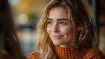 Obraz premium Creative woman with blue eyes deep in thought during a brainstorming session to generate innovative ideas