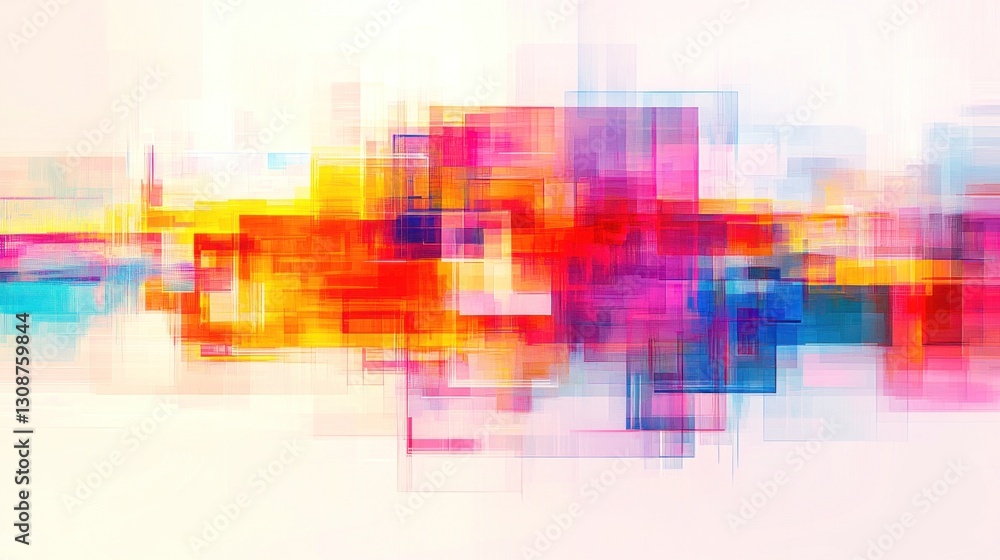 Poster bright geometric blocks of varied colors form an abstract composition