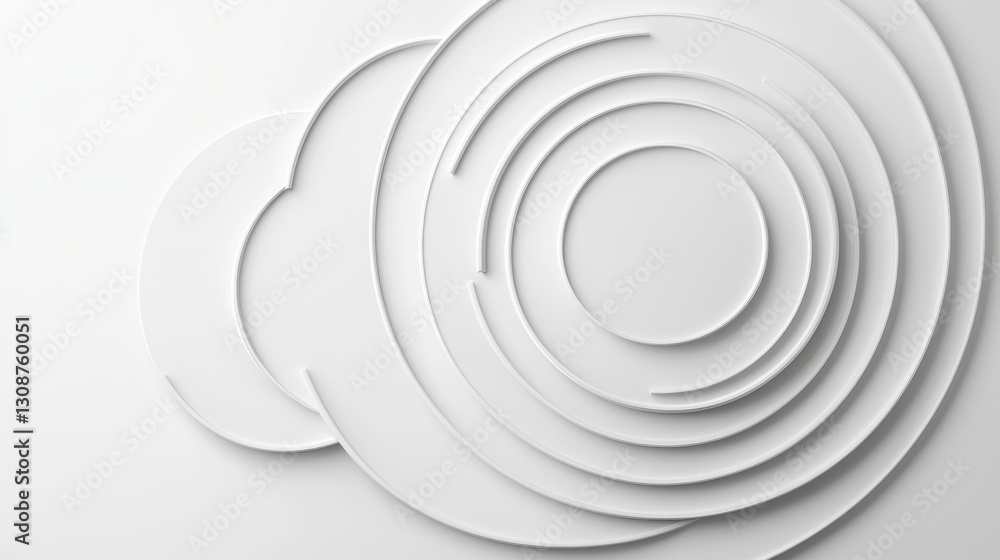 Poster abstract white layered circular shapes create a modern and minimalist background.