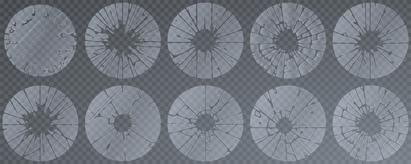 Broken glass shatter and piece. Realistic vector illustration set of explode mirror shard fragment. flying transparent sharp debris elements of smithereens beaten crystal or ice on dark background.