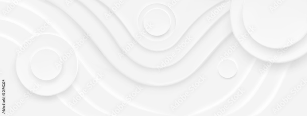 Poster white neumorphism background with abstract shapes. vector realistic illustration of soft 3d circles 