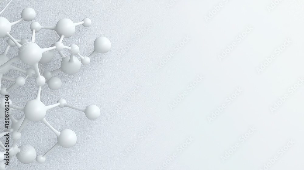 Poster abstract white molecular structure on light background, representing innovation in science and techn