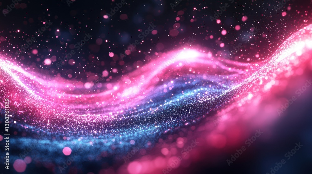 Poster a dynamic abstract illustration featuring shimmering particles and glowing light