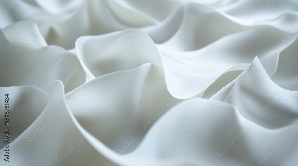 Poster soft white silk fabric waves creating a luxurious and elegant texture background