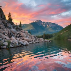 sunset over the lake